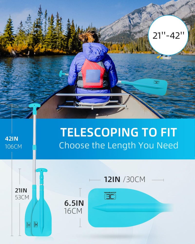 OCEANBROAD Telescoping Emergency Paddle 21''-42''ï¼ˆAssembling Requiredï¼‰ Collapsible Paddles Aluminium Shaft for Kayaking Boating Canoeing River Tubing, Blue, 1 Paddle - Image 4