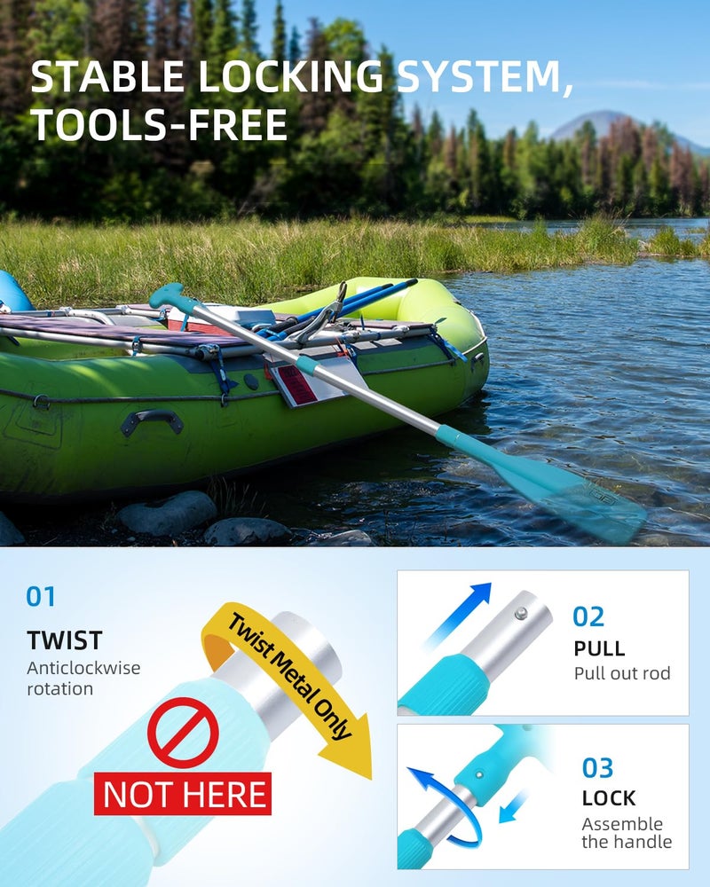 OCEANBROAD Telescoping Emergency Paddle 21''-42''ï¼ˆAssembling Requiredï¼‰ Collapsible Paddles Aluminium Shaft for Kayaking Boating Canoeing River Tubing, Blue, 1 Paddle - Image 3