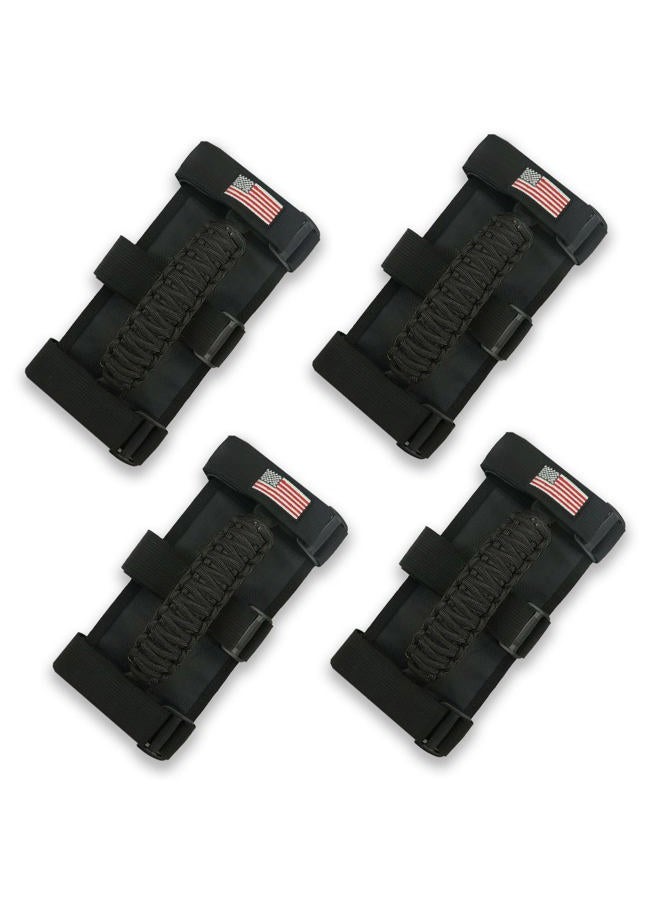 Kujunpao 4 X Roll Bar Grab Handles Grip Handle Compatible with Jeep Wrangler JLU JK JKU TJ YJ LJ JT JL & Gladiator JT 1955-2022 UTV & ATV(Black) - Image 1
