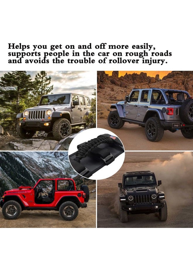 Kujunpao 4 X Roll Bar Grab Handles Grip Handle Compatible with Jeep Wrangler JLU JK JKU TJ YJ LJ JT JL & Gladiator JT 1955-2022 UTV & ATV(Black) - Image 3