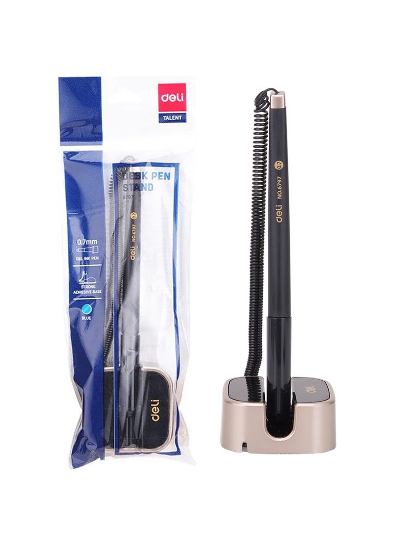 Deli Desk Counter Pen With Stand Blue Gel Ink - Image 1