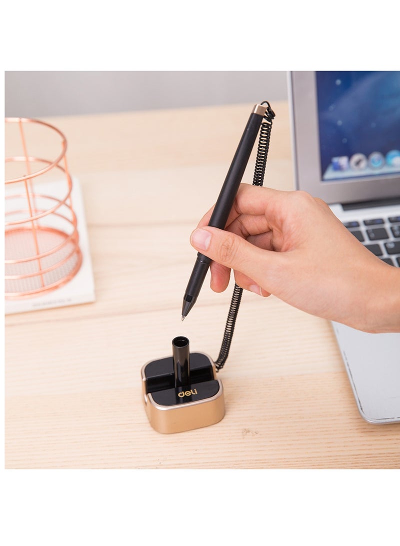 Deli Desk Counter Pen With Stand Blue Gel Ink - Image 5