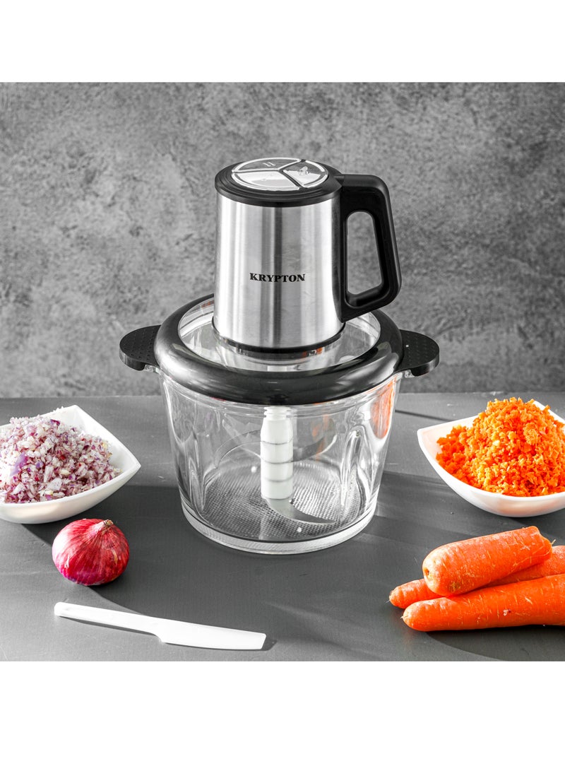 KRYPTON 3.0 L Multi Chopper  Compact Multi-Purpose Chopping Machine, Stainless Steel Gear, Blade Assembly, Cutter Pole | 3 Buttons, 2 Speeds, Suitable for Vegetables, Fruits, Meat | for Fast and Effective Mincing, Egg Beating Function 2-Year Warranty 3 L 500 W KNMC6567 Silver/Black - Image 2