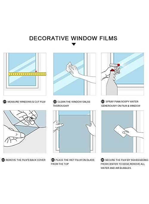 HOME13 HOME13 Window Film Frosted Static Cling Glass Film Dandelion Patterns Window Stickers for Doors Home Living Room Kids Bedroom 24 x 60 InchesScratch Pattern  - Image 5