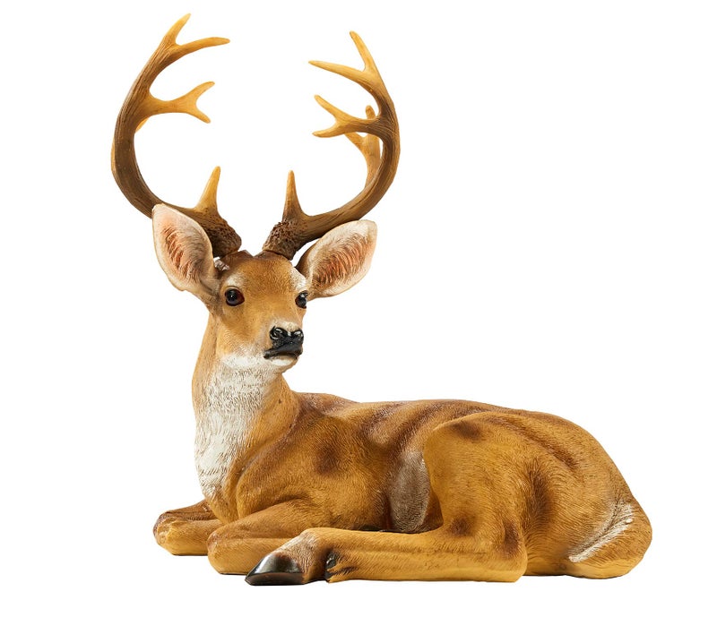 JHVYF 13 H Resin Buck Statue Home Office Decor Animal Figurine Deer Decorations Lawn Decor Housewarming Gift Garden Sculpture