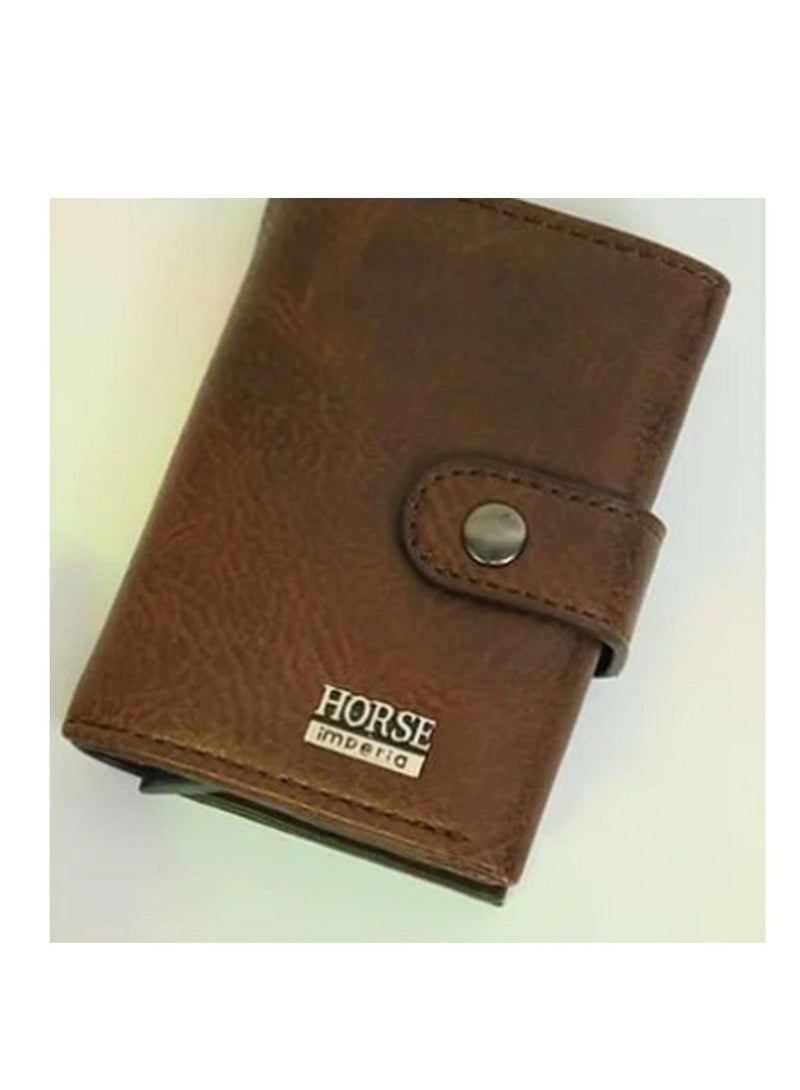 Horse Leather Wallet and Card Holder - High Quality - Brown   With the difference in the color of the metal ball  - 222 - Image 3