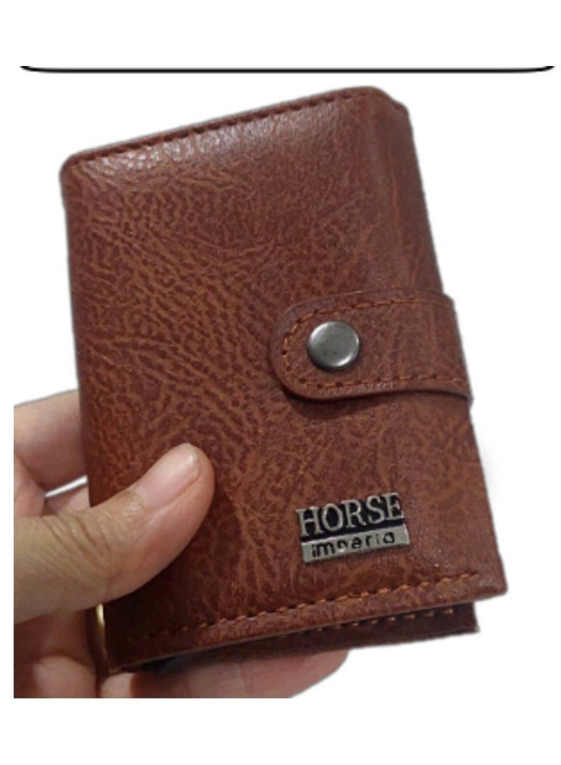 Horse Leather Wallet and Card Holder - High Quality - Brown   With the difference in the color of the metal ball  - 222 - Image 2
