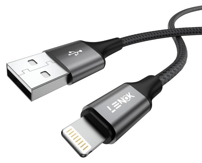 LENOK USB A to Lightning Cable Nylon Braided USB to Lightning Cord for iPhone 14/13/12/11 Pro Max Mini X XS XR 8 Plus 10 SE iPad - Image 1