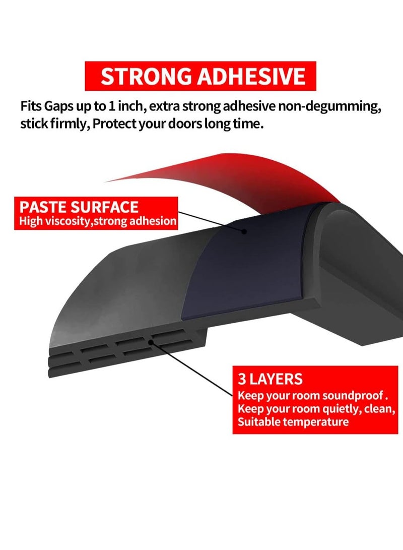 Fanski 2 Pack Door Draft Stopper Under Door Seal for Exterior Interior Doors, Strong Adhesive Door Sweep Soundproof Weather Stripping, 2" W x 39" L,Black - Image 3