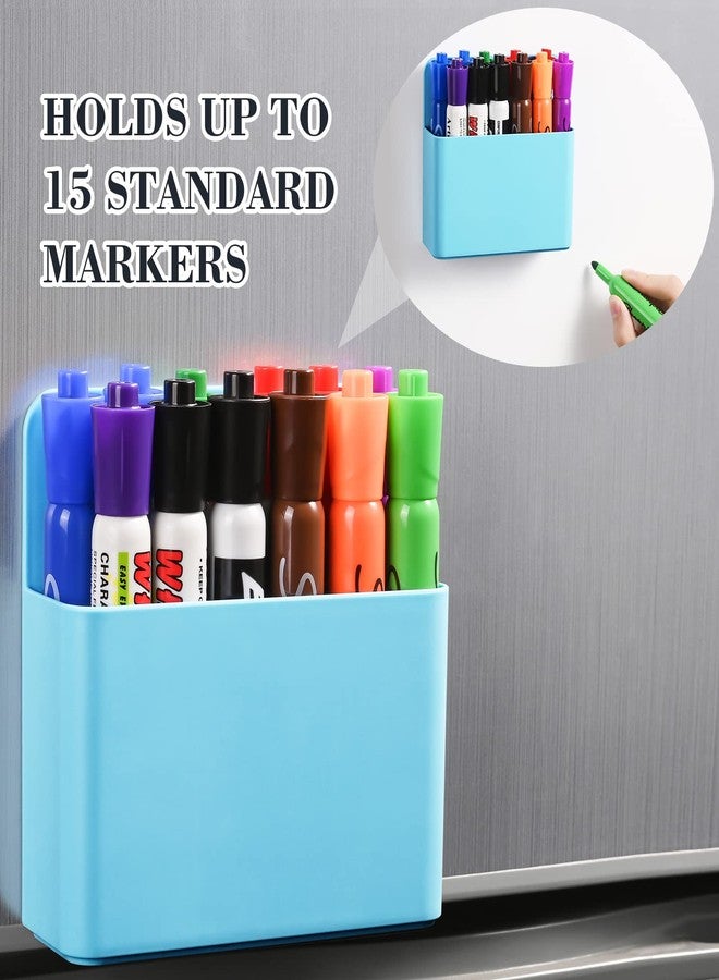 Lidwot Magnetic Dry Erase Marker Holder - No Drill Organizer for Whiteboard, Fridge, Office, School, Holds Markers, Chalk, Sticky Notes, Blue - Image 2