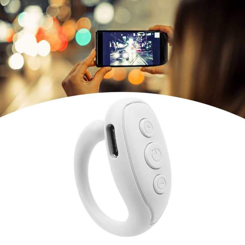 Remote Control Page Turner Mobile Phone Ring Remote Control Phone Novel Watch TV Turn Page Click Like Selfie Device JX 03 White - Image 1