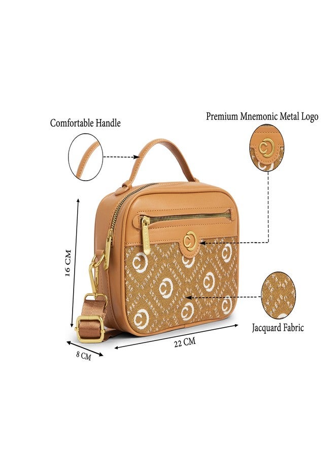 Caprese Florida Small Sling Bag for Women with Adjustable & Detachable Strap for Comfortable Wear | Zipper Closure | Versatile Handbag for Everyday Use, Travel, and Special Occasions (Tan) - Image 3