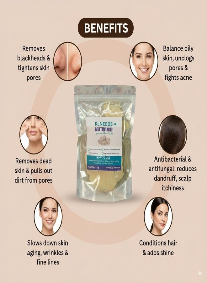 KLNEEDS Multani Mitti Stone | 849 gram | Natural Fuller’s Earth for Face & Hair Pack | Calcium Bentonite Clay | All Skin Types - Image 3