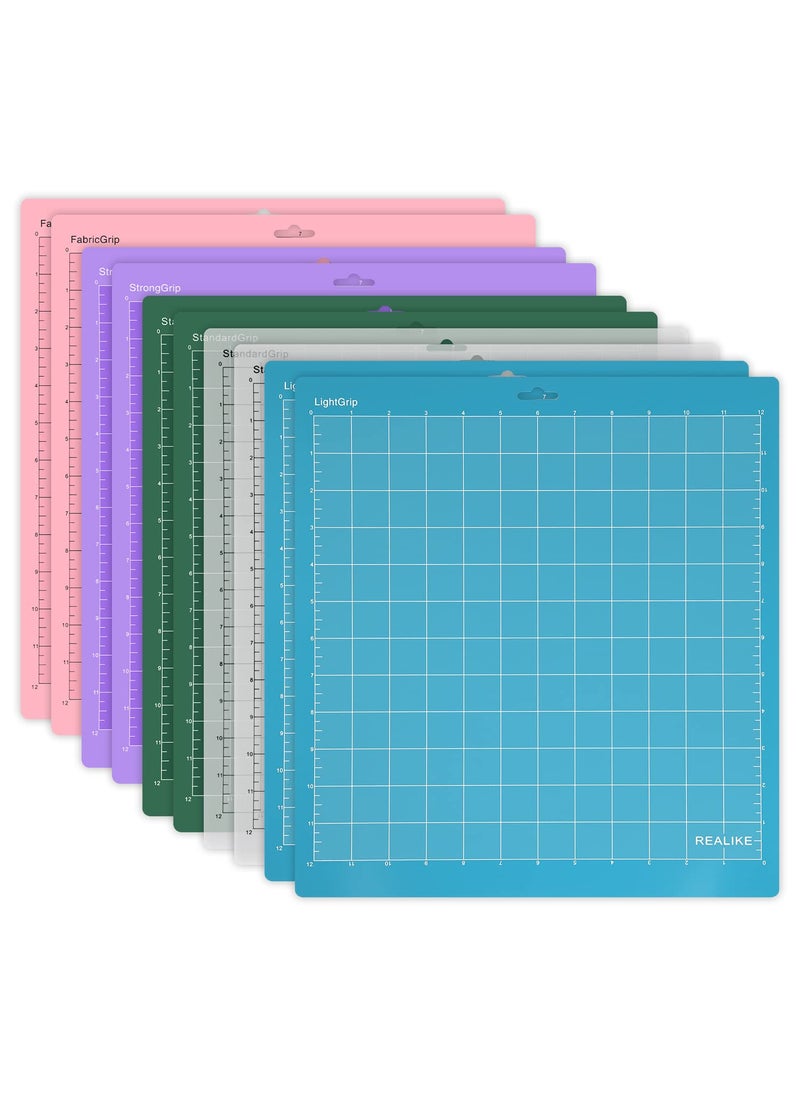 REALIKE REALIKE Variety Cutting Mat for Cricut Maker 3MakerExplore 3Air 2AirOneStandardGripLightGripStrongGripFabricGrip Multiple Adhesive 12x12 inch Cricket Cut Mats for Cricut 10 Pack 