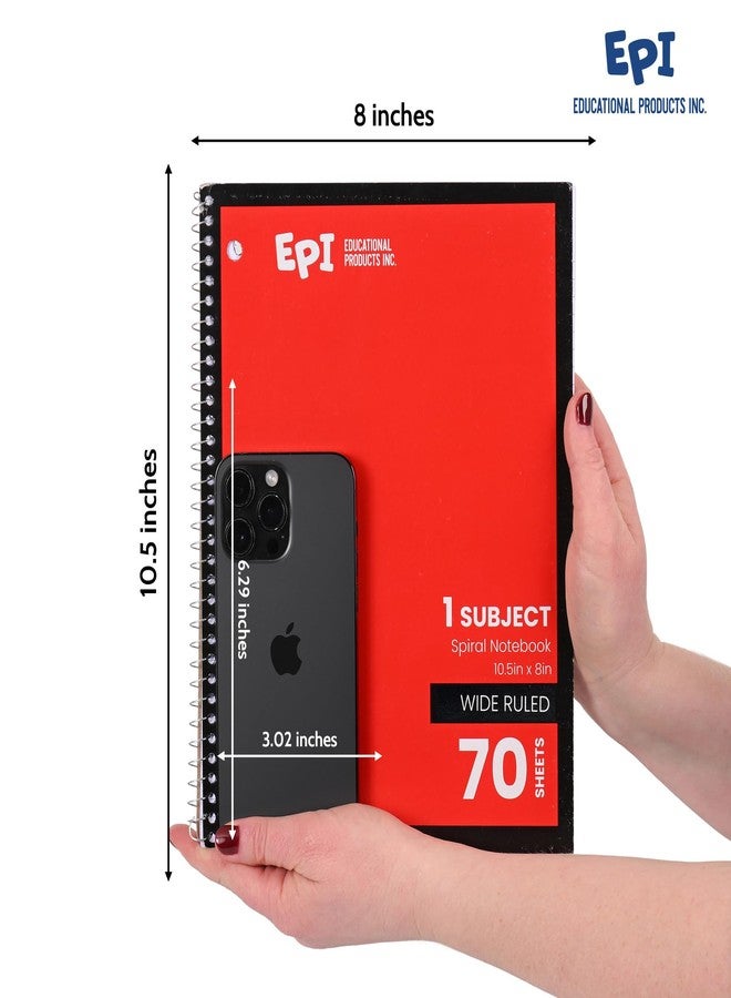 EPI Spiral Notebook | Wide - 70 Sheets, Durable Spiral Binding | 10.5 x 8 in | Classroom Supplies | School, Office, Note Taking, Journaling - 48 Pack - Image 2