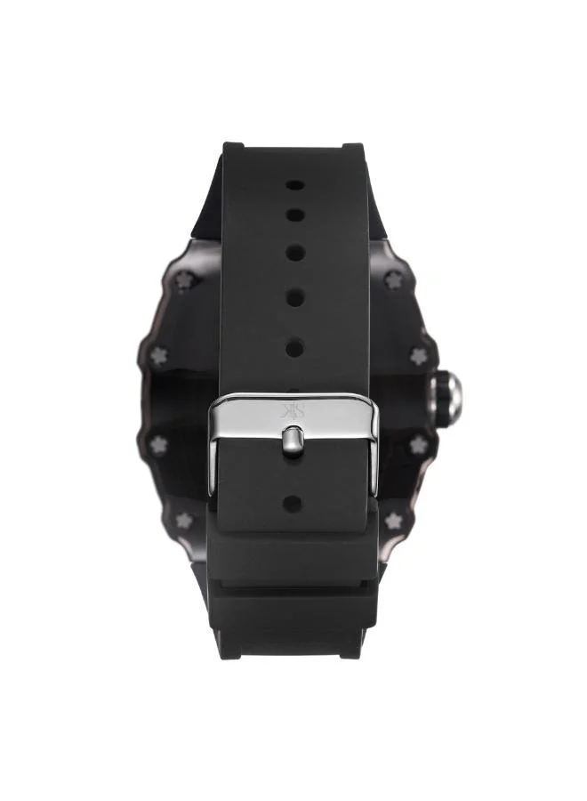 KENNETH SCOTT Men's Analog Display Watch With Black Silicone Strap - K25009-BSBB