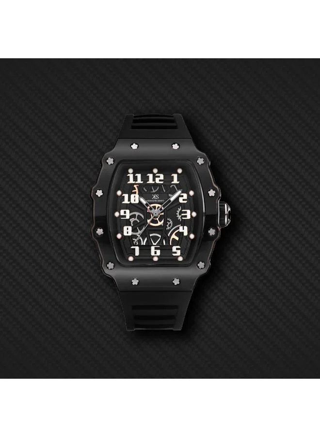KENNETH SCOTT Men's Analog Display Watch With Black Silicone Strap - K25009-BSBB
