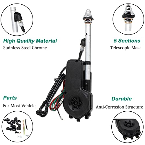 Anina Universal 12V Car Power Radio Antenna Fully Automatic Retractable Power Antenna Assembly Design for Am Fm Radio Antenna Mast Replacement Kit - Image 3