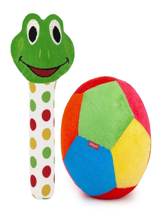 Pikipo Soft Ball (Small, 11cm) and Froggy Face Soft Rattle Combo - Image 1