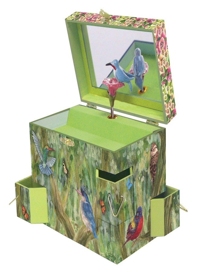 Enchantmints Birds On A Breeze Musical Jewelry Box Bird Spins to Brahms Waltz 3 Pullout Drawers Treasure Storage - Image 1