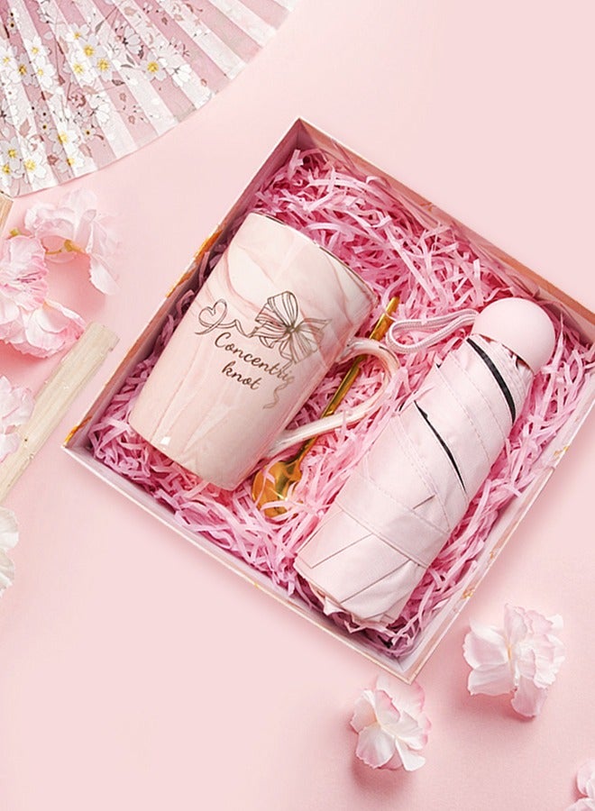 Gift Set for Women Ceramic Mug & Umbrella Practical Gift Box Pink - Image 3