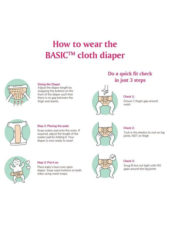 Superbottoms Basic Easypack Of 2 Freesize Washable & Reusable Waterproof Adjustable Cloth Diaper For Babies With Quick Drying Prefold Style Soaker(Insert) & Dry Feel Layer On Top Assorted (Print May Vary) - Image 5
