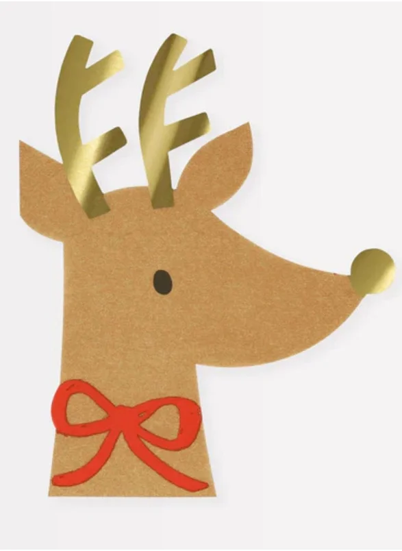 Meri Meri Reindeer With Red Bow Napkins