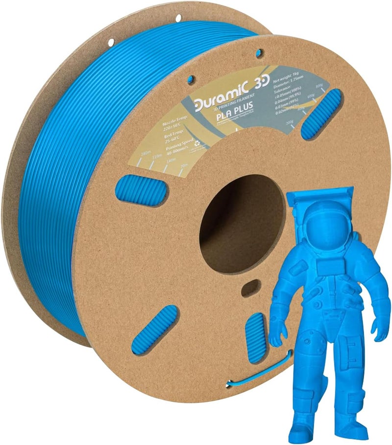 DURAMIC 3D PLA+ Filament 1.75mm 1Kg Electric Blue, PLA Plus Filament 1Kg Spool(2.2lbs) Tougher and Stronger, Dimensional Accuracy Probability +/- 0.02mm - Image 1