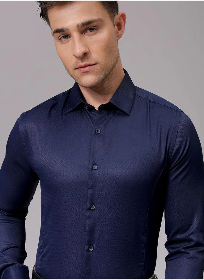 The Indian Garage Co Men Slim Fit Solid Full Sleeves Cutaway Collar Formal Shirt