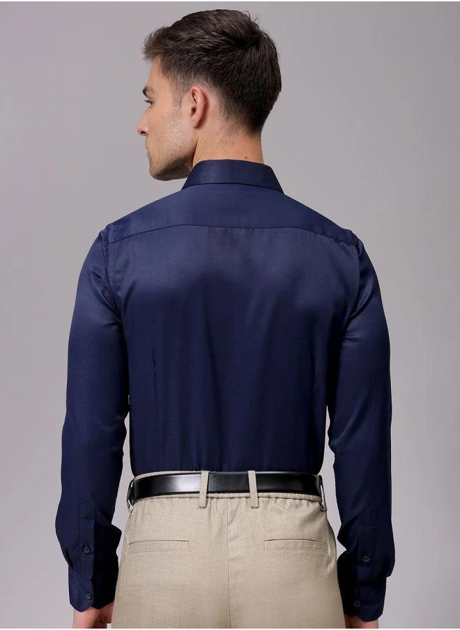 The Indian Garage Co Men Slim Fit Solid Full Sleeves Cutaway Collar Formal Shirt