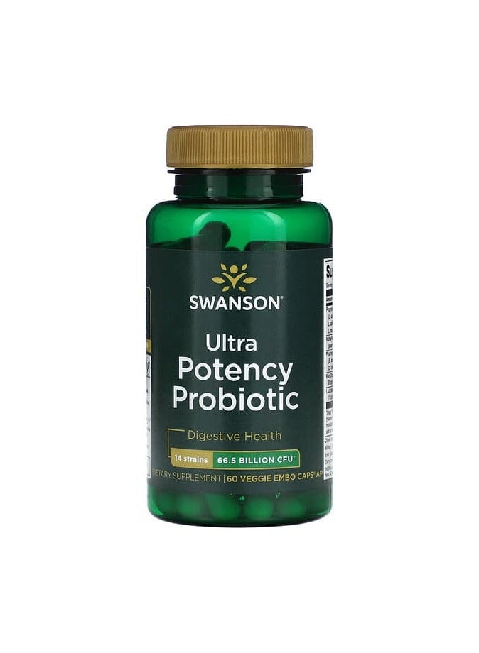 SWANSON Ultra Potency Probiotic, 66.5 Billion CFU, 60 Veggie EMBO Caps
