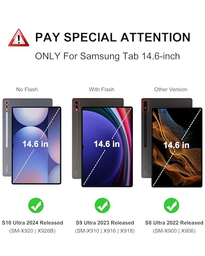SENGBIRCH Backlit Keyboard Case for Samsung Tab S10 Ultra/S9 Ultra/S8 Ultra 14.6in, Detachable Keypad for Galaxy S10 Ultra Tab Case Smart Cover Folio with Pen Slot, 7-Colors Backlight, Slim and Portable, Black - Image 2