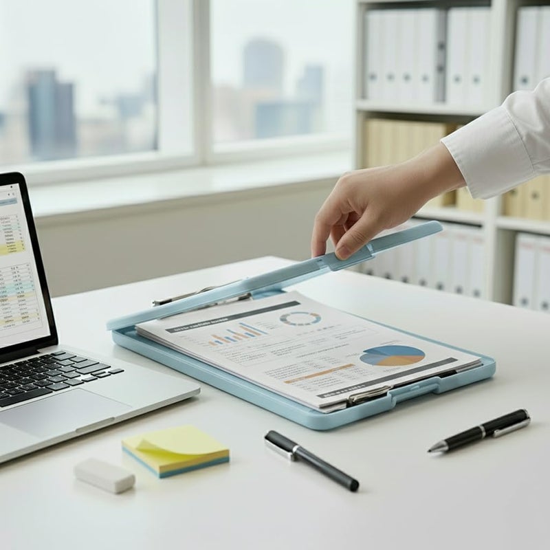 oddpod ™ Praise A4 Clip Pad/Clipboard with Storage Case for Paper and Document Storage 83002 (Light Blue) - Image 2