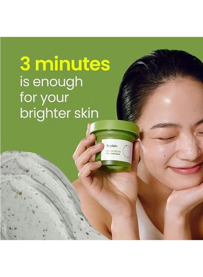 beplain Mung Bean Pore Clay mask 120ml, Wash Off Mask for Blackhead and Whitehead Care, Gently Exfoliate and Tighten Pores - Image 3