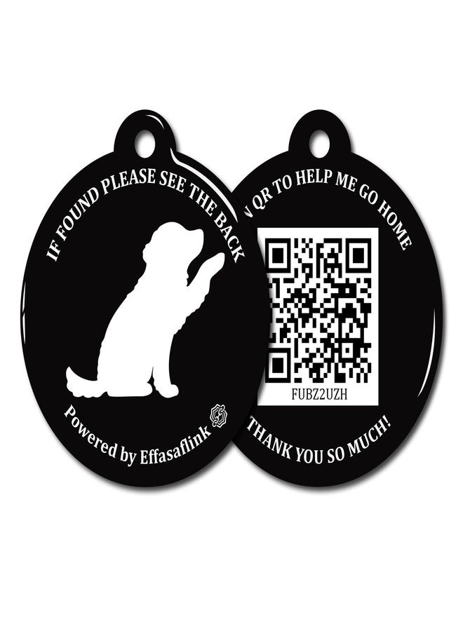 Effasaflink RFID 134.2Khz & QR Code Pet ID Tag, Collar Tag, Dual Function - Scan QR for Helping Lost Pets Go Home, Replace RFID Microchip for Smart Auto Pet Door and Feeder (Black-Dog) - Image 1