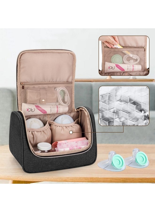 لوكسجا حقيبة مضخة الثدي القابلة للارتداء من Luxja (مع حصيرة مقاومة للماء) متوافقة مع مضخة الثدي Momcozy وElvie، وحقيبة حمل لمضخة الثدي القابلة للارتداء وأجزاء إضافية (براءات اختراع قيد الانتظار)، باللون الأسود - Image 2