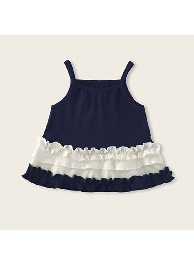 Girl's Sleeveless Top Pure Cotton Fashion Ruffle Trim 2026 New Girls Vest Top Toddler Kids Clothing Baby Clothes