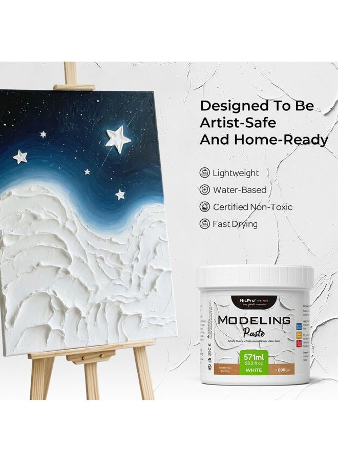 Nicpro Modeling Paste 571 ml / 28.2 oz for Acrylic Painting, High Density Acrylic Medium for Texture Art and Thickness, Structural Molding Texture Paste for Canvas Paint, Art Projects, DIY, 3D Effect - Image 2