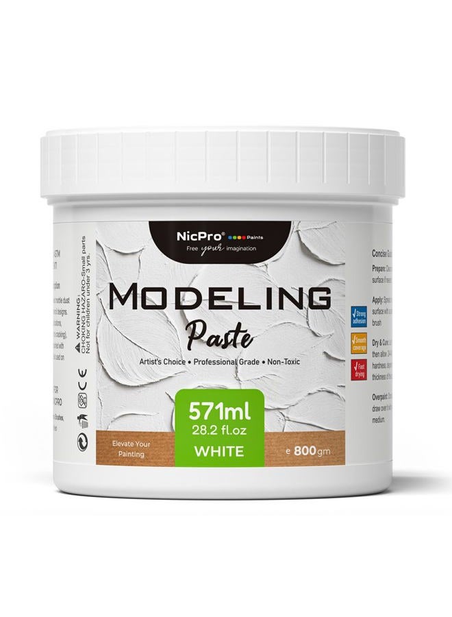 Nicpro Modeling Paste 571 ml / 28.2 oz for Acrylic Painting, High Density Acrylic Medium for Texture Art and Thickness, Structural Molding Texture Paste for Canvas Paint, Art Projects, DIY, 3D Effect - Image 1