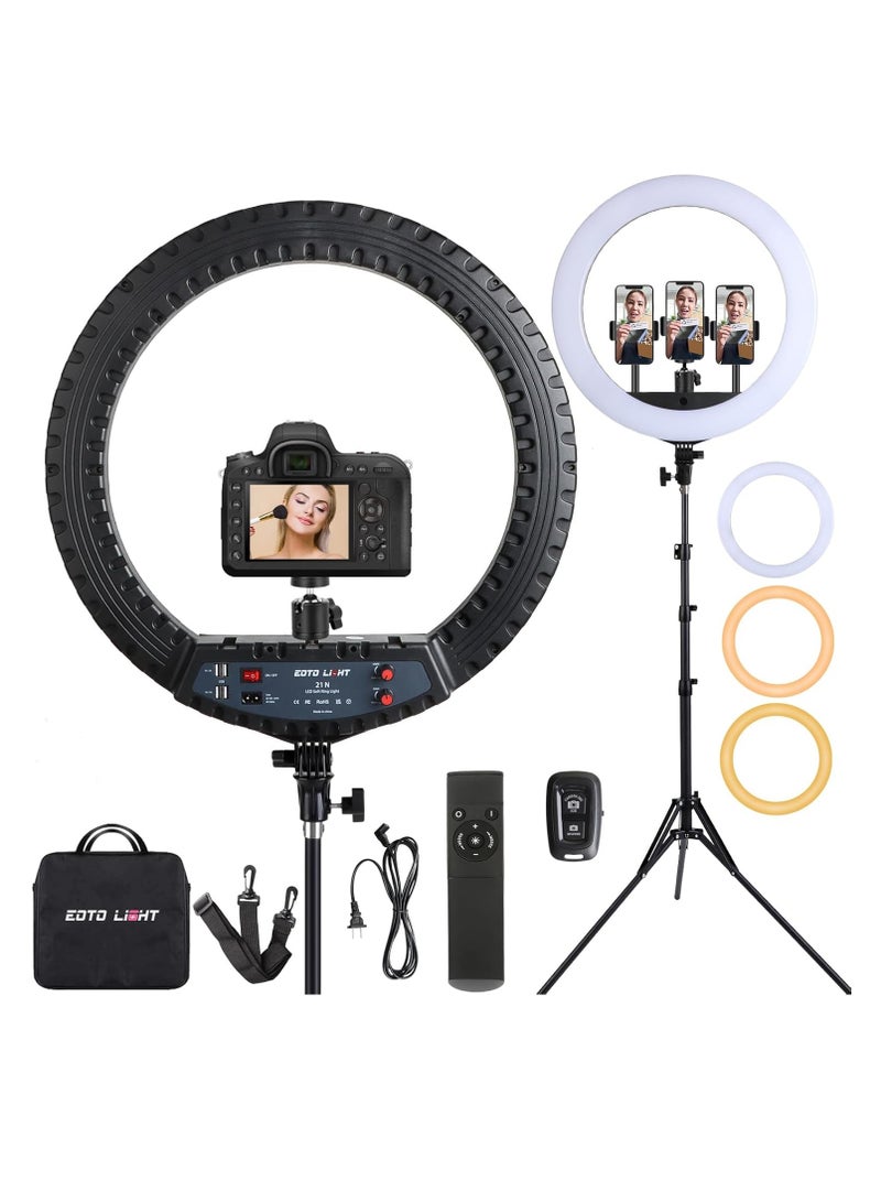 21 Inch LED Ring Light with Tripod Stand, Video Ring Light for Selfie, Vlogging, Conference, Studio, YouTube, TikTok, Makeup with Carrying Bag and Remote Control, CRI>97  - Image 1