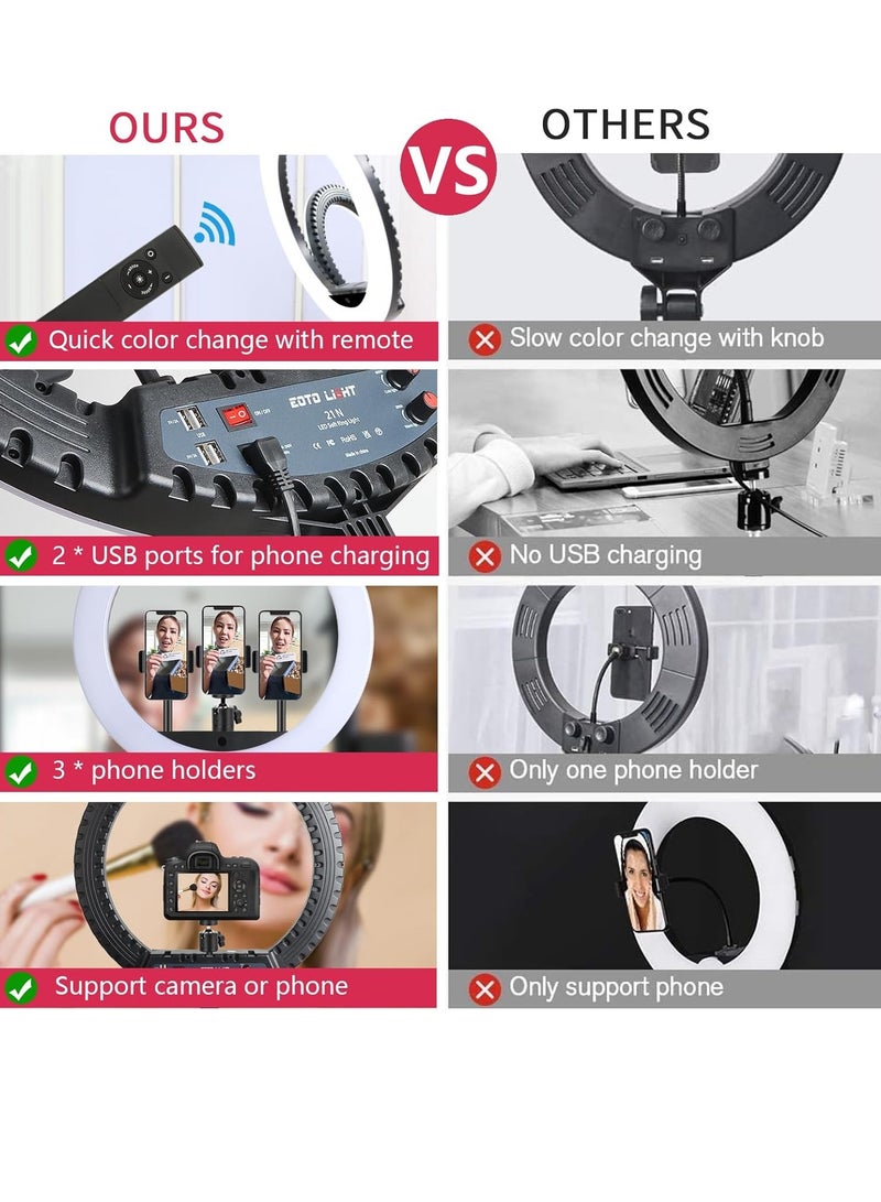 21 Inch LED Ring Light with Tripod Stand, Video Ring Light for Selfie, Vlogging, Conference, Studio, YouTube, TikTok, Makeup with Carrying Bag and Remote Control, CRI>97  - Image 4