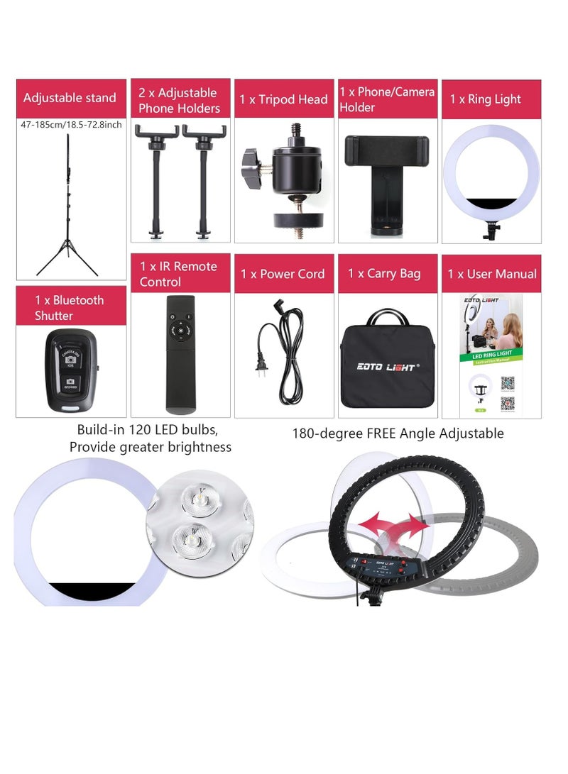 21 Inch LED Ring Light with Tripod Stand, Video Ring Light for Selfie, Vlogging, Conference, Studio, YouTube, TikTok, Makeup with Carrying Bag and Remote Control, CRI>97  - Image 5