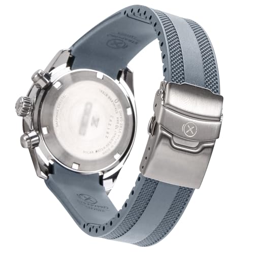 INO Design StrapXPro(SMX03A) Watch Band 20mm Curved-end Rubber Watch Strap Replacement for Seiko Prospex Speedtimer SSC813, SSC815, SSC817, SSC819, SSC909, SSC917, SSC933 (Grey with Silver Clasp) - Image 1