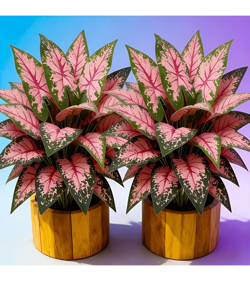 Two Large Artificial Pink Pothos Plants Get Well Soon Realistic Tropical Greenery No Maintenance Required Perfect For Indoor Outdoor Garden Yard Lawn Balcony Decoration - Image 1