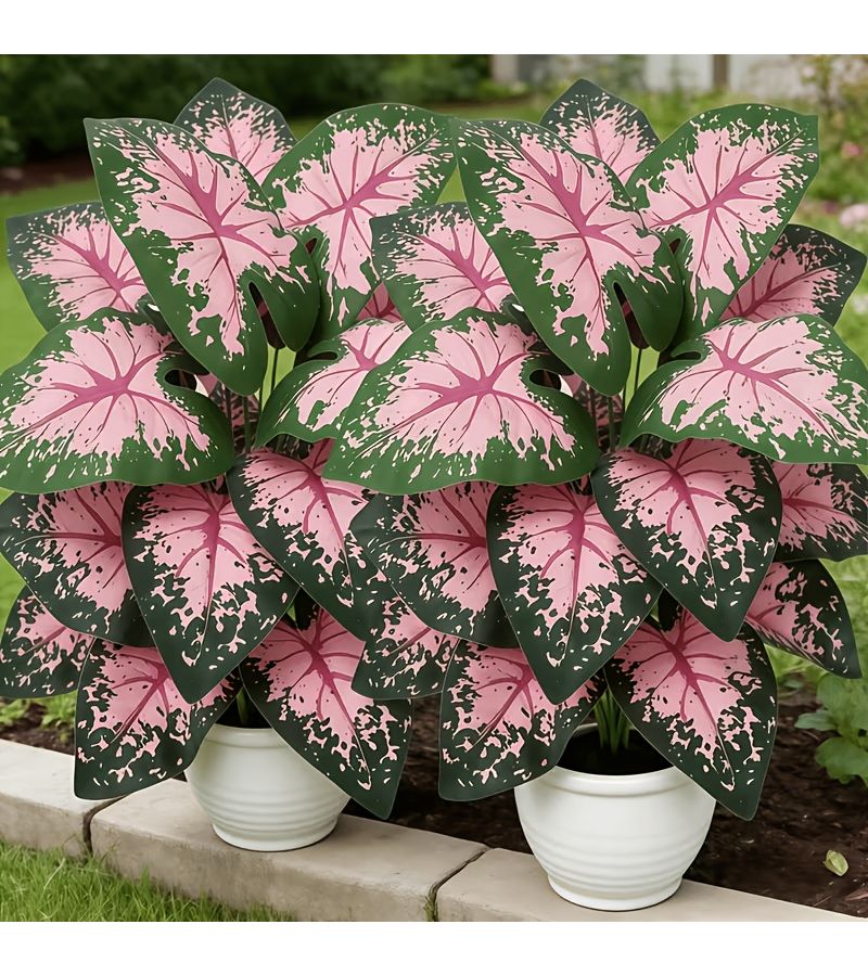 Two Large Artificial Pink Pothos Plants Get Well Soon Realistic Tropical Greenery No Maintenance Required Perfect For Indoor Outdoor Garden Yard Lawn Balcony Decoration - Image 5