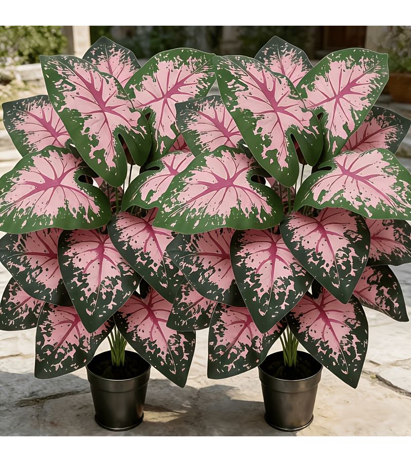 Two Large Artificial Pink Pothos Plants Get Well Soon Realistic Tropical Greenery No Maintenance Required Perfect For Indoor Outdoor Garden Yard Lawn Balcony Decoration - Image 3