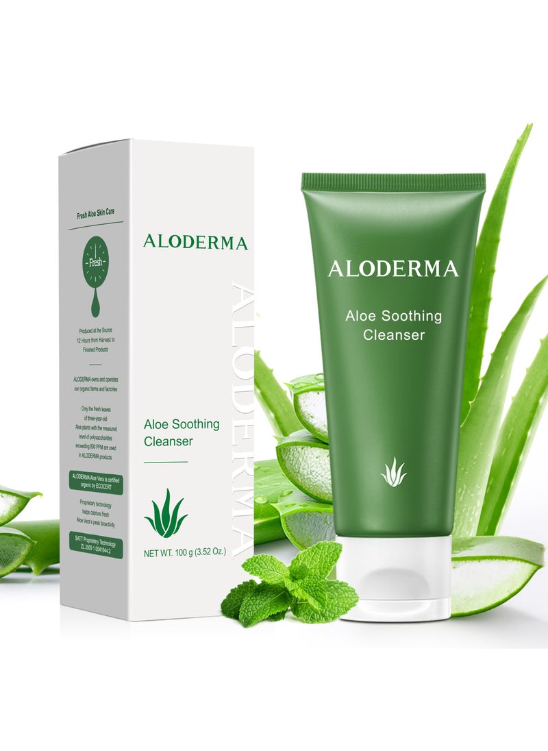 Aloderma - Aloderma Soothing Cleanser for Sensitive Skin Made with 76% Organic Aloe Vera and Allantoin to Calm & Gently Cleanse Damaged Skin, 3.5oz - Image 1