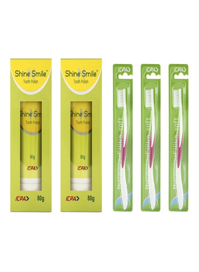 ICPA Shine N Smile Tooth Polish (Pack Of 2) and Ultrasoft Toothbrush (Pack Of 3) - Image 1