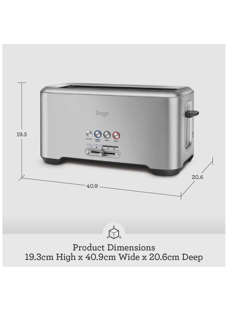 The 'A Bit More' 4-Slice Toaster – Variable Browning Control, Extra-Wide Slots, 1800W, LED Progress Indicator – Brushed Stainless Steel- UAE Version, 2 Year Manufacturer Warranty