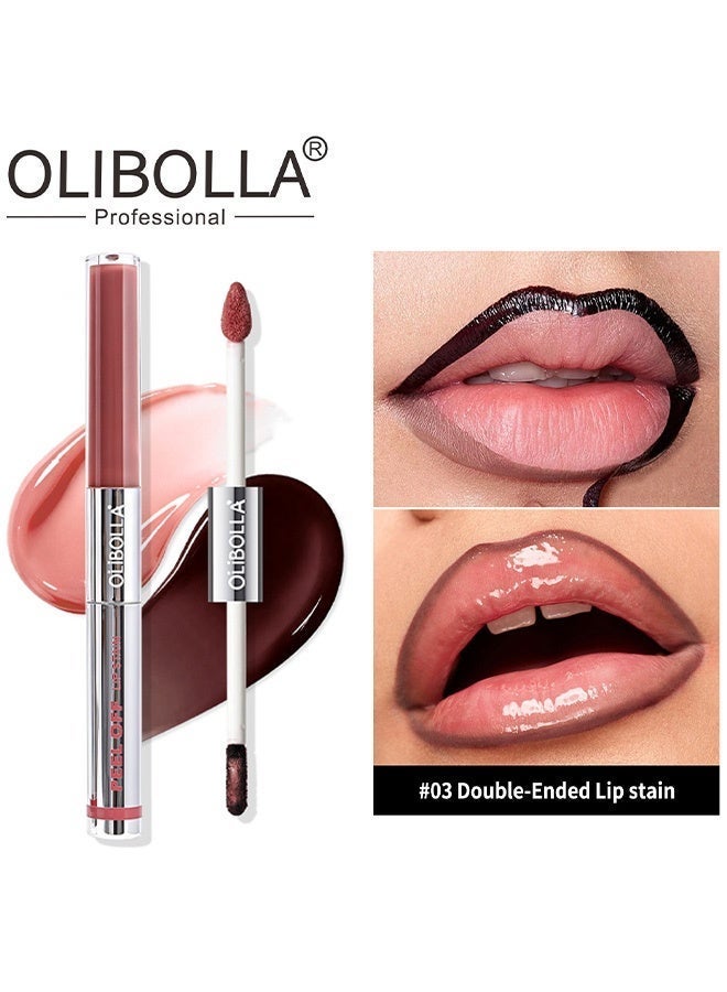OLIBOLLA Peel-Off Lip Tint Stain,Glossy Lip Tint 2 In 1, Waterproof Non Transfer Glossy Lip Color Plumping Lip Gloss for Daily Makeup 03# - Image 2